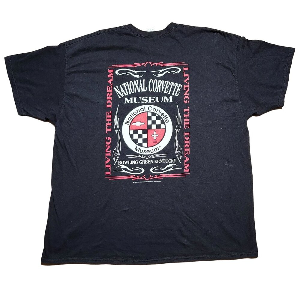 National Corvette Museum T-Shirt Living The Dream Black 2XL Bowling Green Kentuc